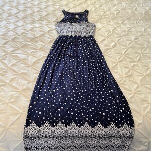 New navy blue and white maxi dress. Excellent condition